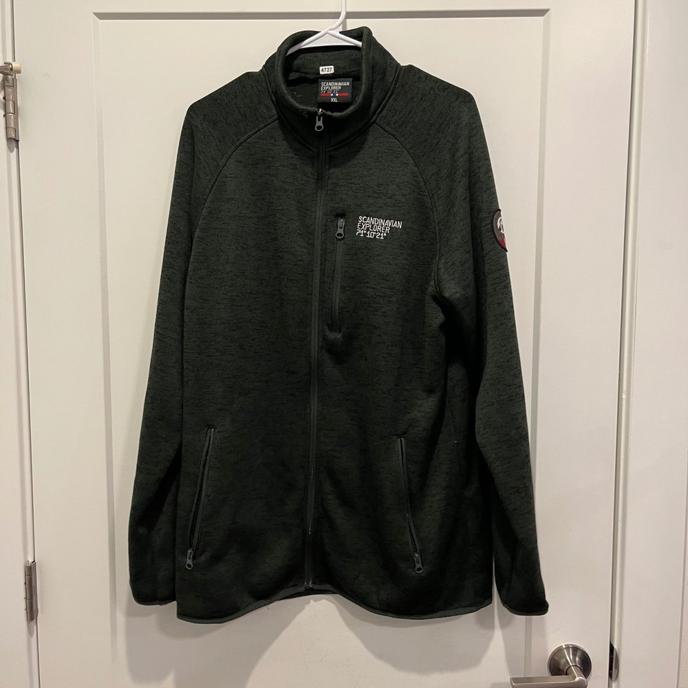 Scandinavian Explorer Mens XXL Green Full Zip Fleece Jacket Outdoor Layer